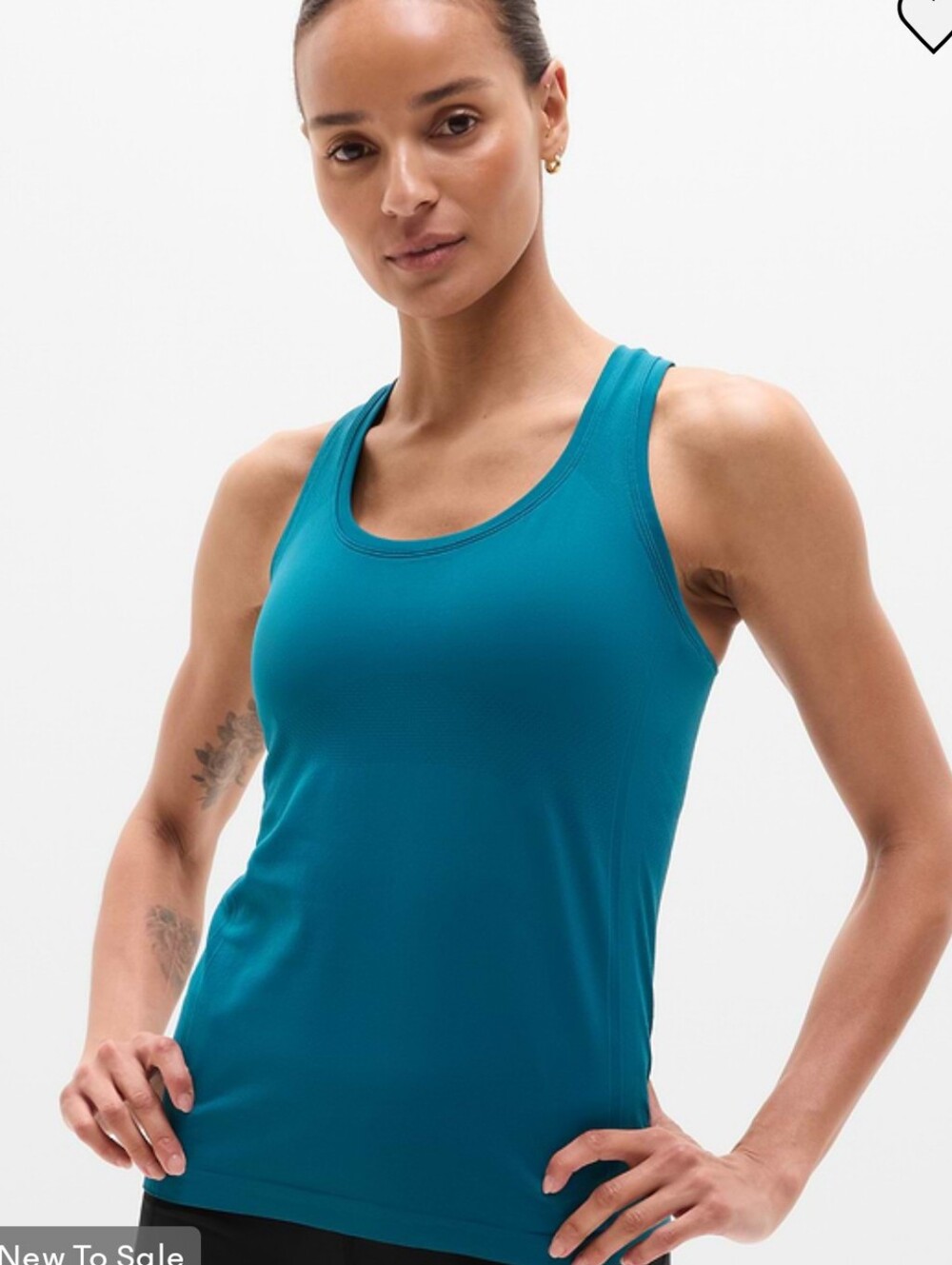 Athleta Momentum Seamless Tank - Navy With White Trim